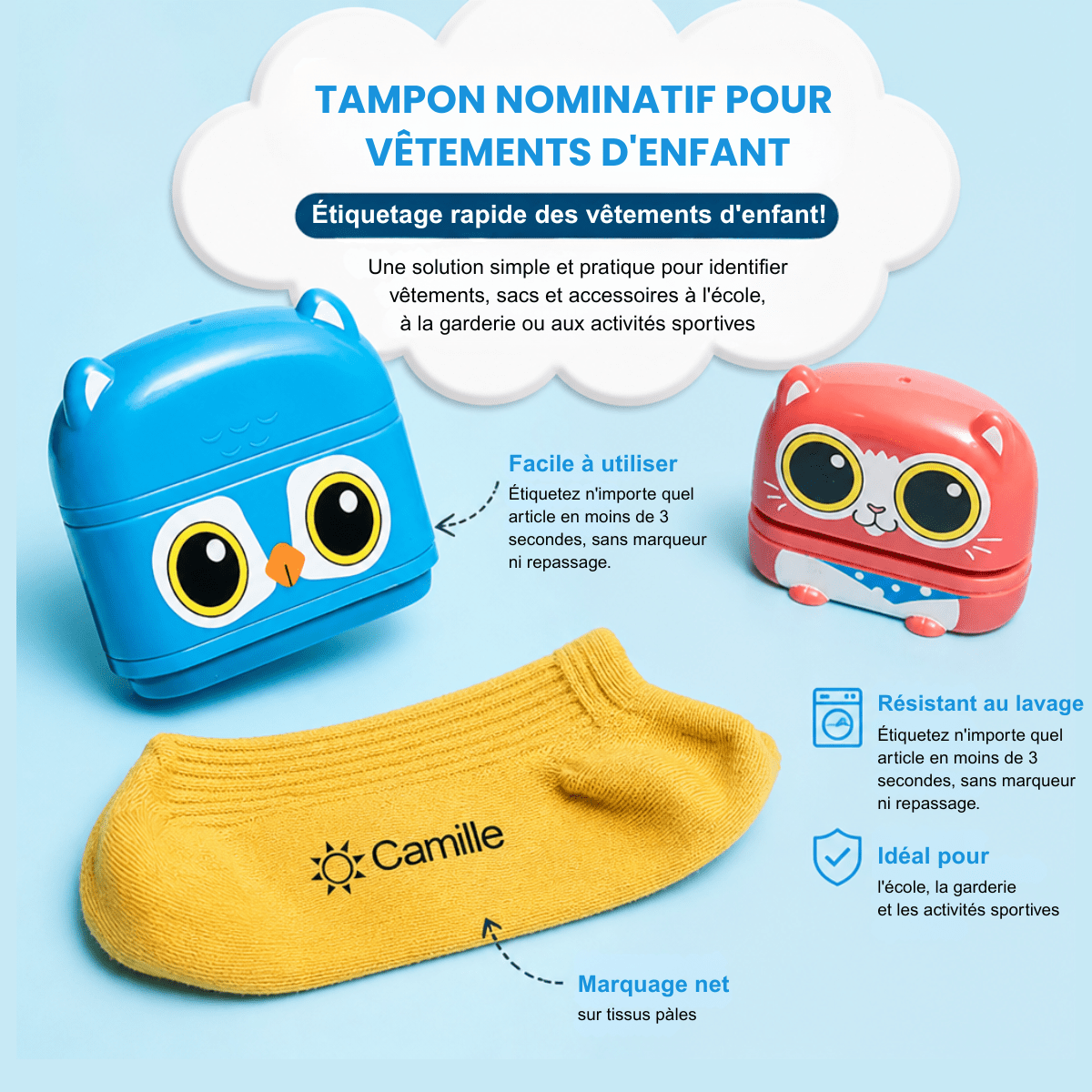 Tampon Nominatif Pour Vêtements D'Enfant - Enfant Joyeux