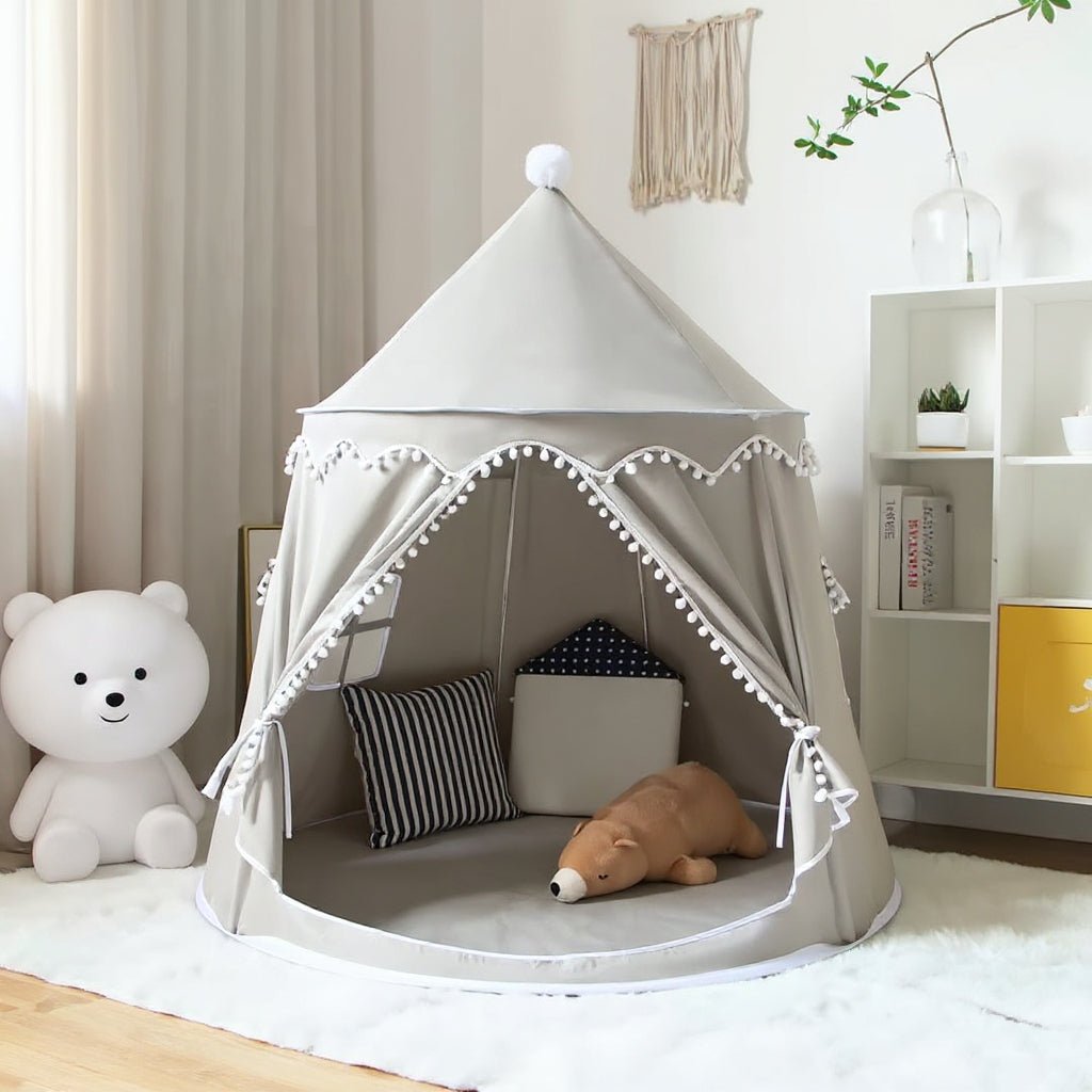 Tipi Enfant Pliable en Tissu Effet Peluche Pour Intérieur et Extérieur