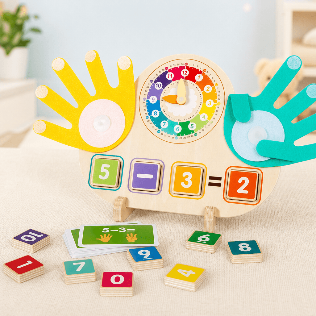 Tableau de comptage en bois pour enfants avec éléments éducatifs